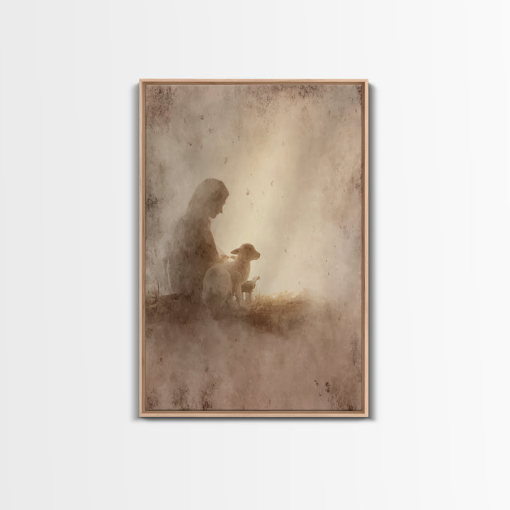 Gentle Guardian – Framed Canvas Print – Christian Art Canvas – Christian Wall Art – Christmas Art – Subtle Christian Art – Christian Decor