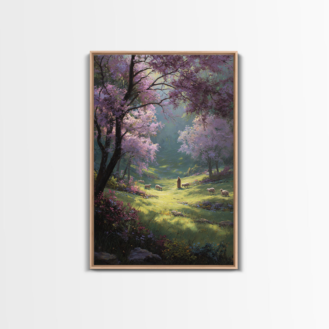 Valley Of Grace – Framed Canvas Print – Jesus Painting – Christian Wall Art – Christian Art Canvas – Christian Gift Ideas – Modern Christia