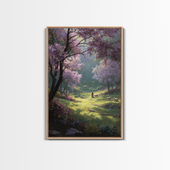 Valley Of Grace – Framed Canvas Print – Jesus Painting – Christian Wall Art – Christian Art Canvas – Christian Gift Ideas – Modern Christia