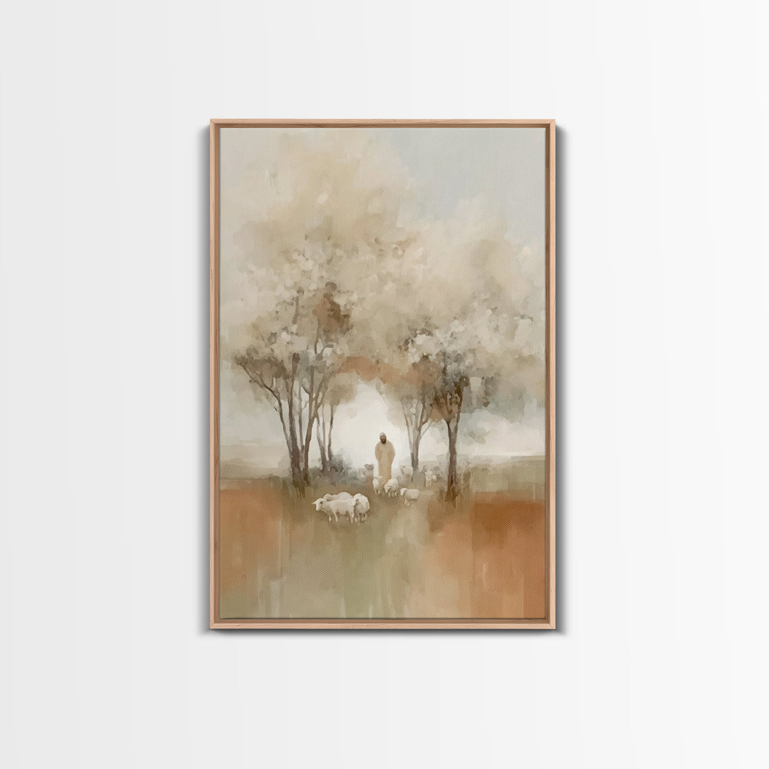 Blooming Shepherd Path | Framed Canvas Print | Christian Art Canvas | Christian Wall Art | Christian Art Gift | Jesus Painting | Subtle Chr