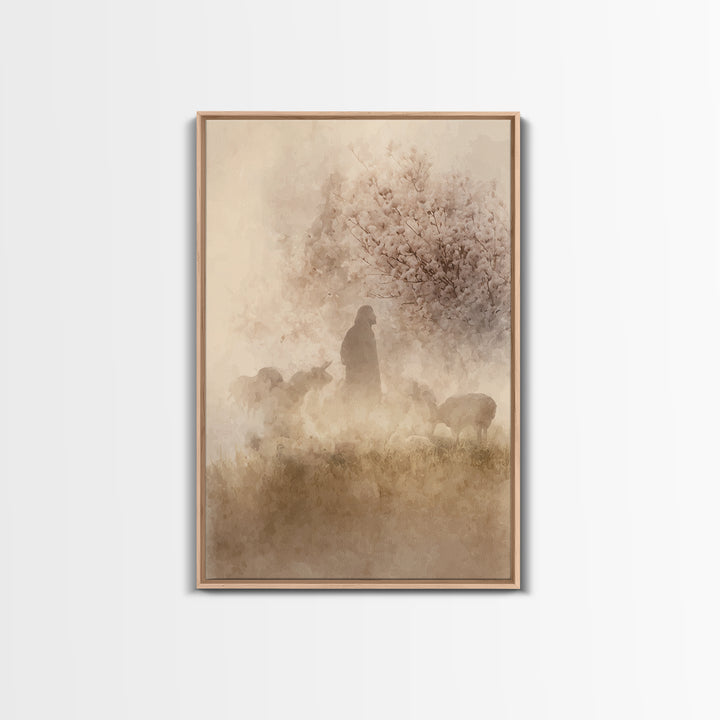 Light Of The Meadow – Framed Canvas Print – Christian Wall Art – Christian Art Canvas – Christian Gift Ideas – Jesus Painting – Christian A