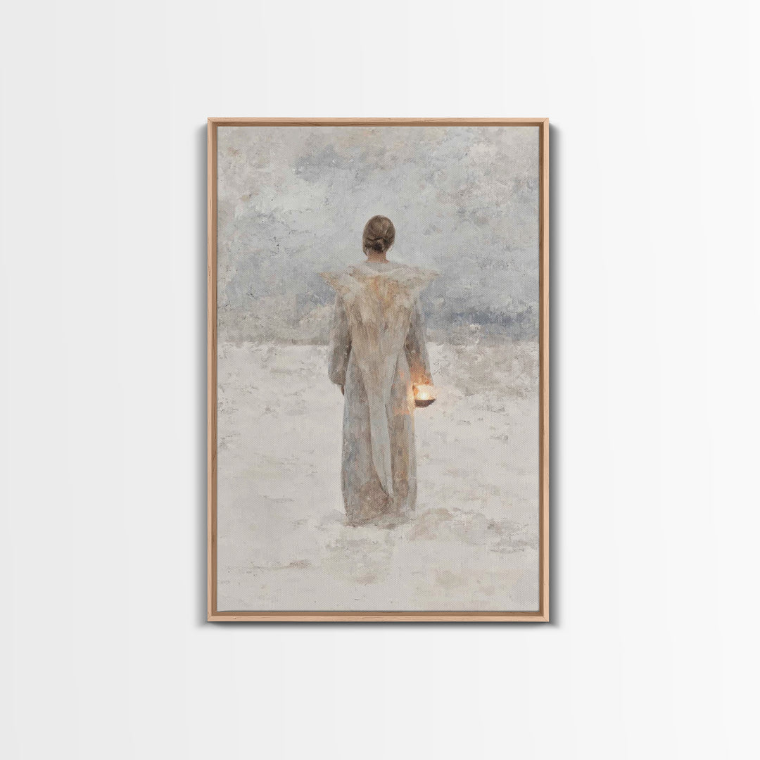 Guardian Of Stillness – Framed Canvas Print – Minimalist Christian Art – Christian Wall Art – Subtle Christian Art – Christian Art Canvas –