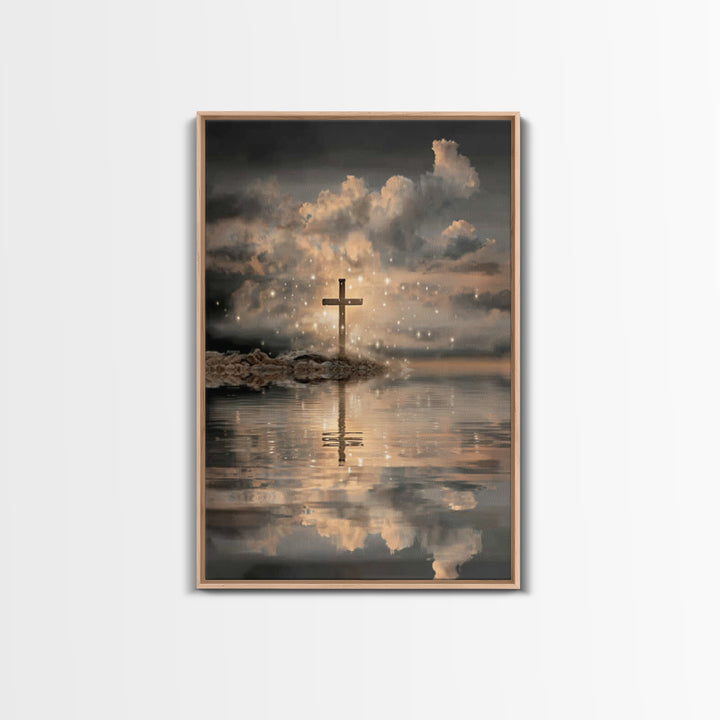 Dawn Of The Cross – Framed Canvas Print – Christian Art Canvas – Minimalist Christian Art – Christian Wall Art – Christian Decor – Subtle C