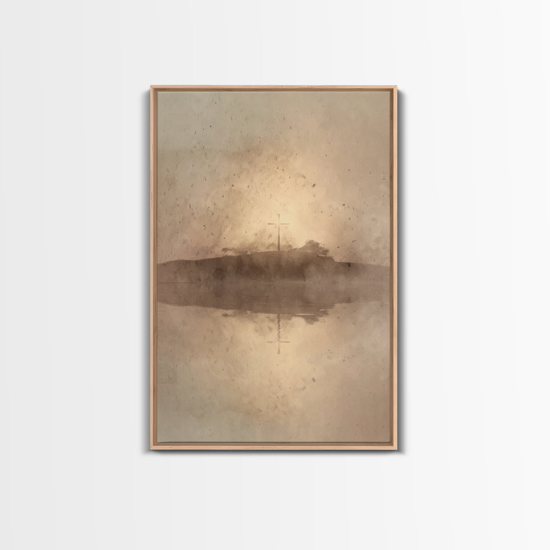 Eternal Crosslight – Framed Canvas Print – Christian Wall Art – Christian Art Canvas – Moody Christian Art – Vintage Christian Art – Christ