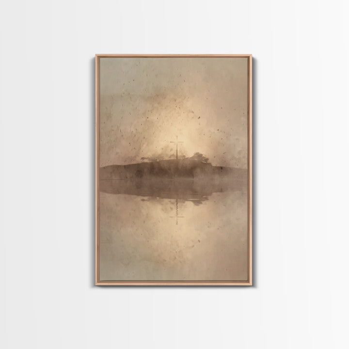 Eternal Crosslight – Framed Canvas Print – Christian Wall Art – Christian Art Canvas – Moody Christian Art – Vintage Christian Art – Christ
