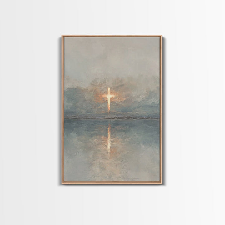 Radiant Cross Sky – Framed Canvas Print – Christian Wall Art – Christian Art Canvas – Minimalist Christian Art – Subtle Christian Art – Chr