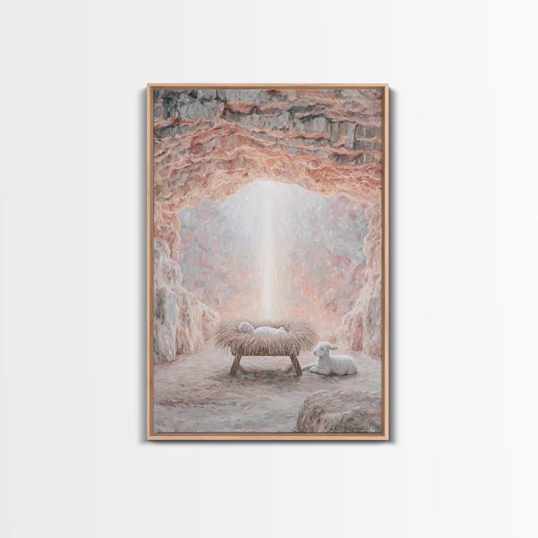 Manger Of Glory – Framed Canvas Print – Christian Christmas Art – Christian Wall Art – Christian Art Canvas – Birth Of Jesus Painting – Chr