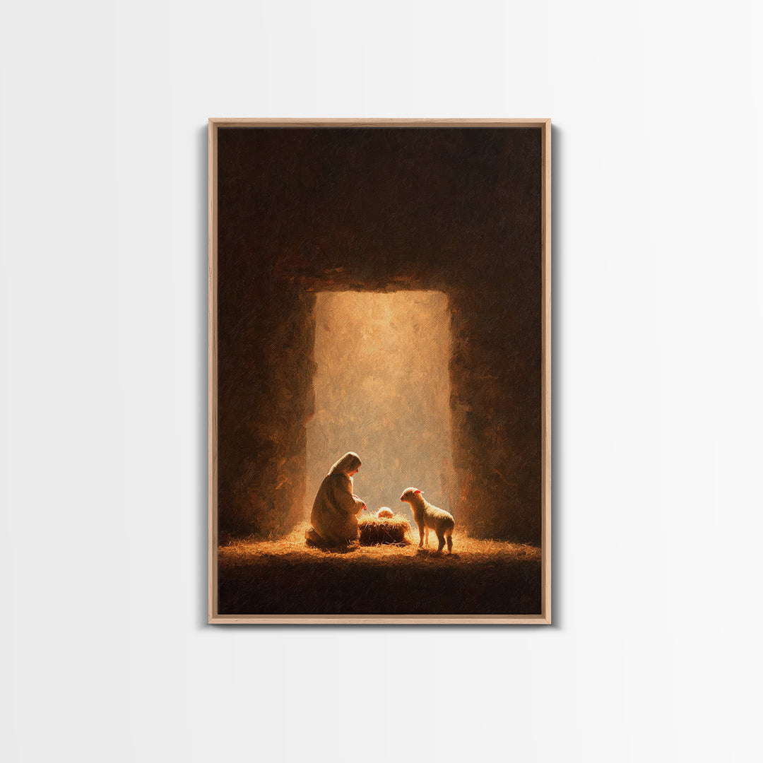 Humble Nativity – Framed Canvas Print – Christian Art Canvas – Christian Wall Art – Christmas Art – Christian Christmas Art – Christian Dec