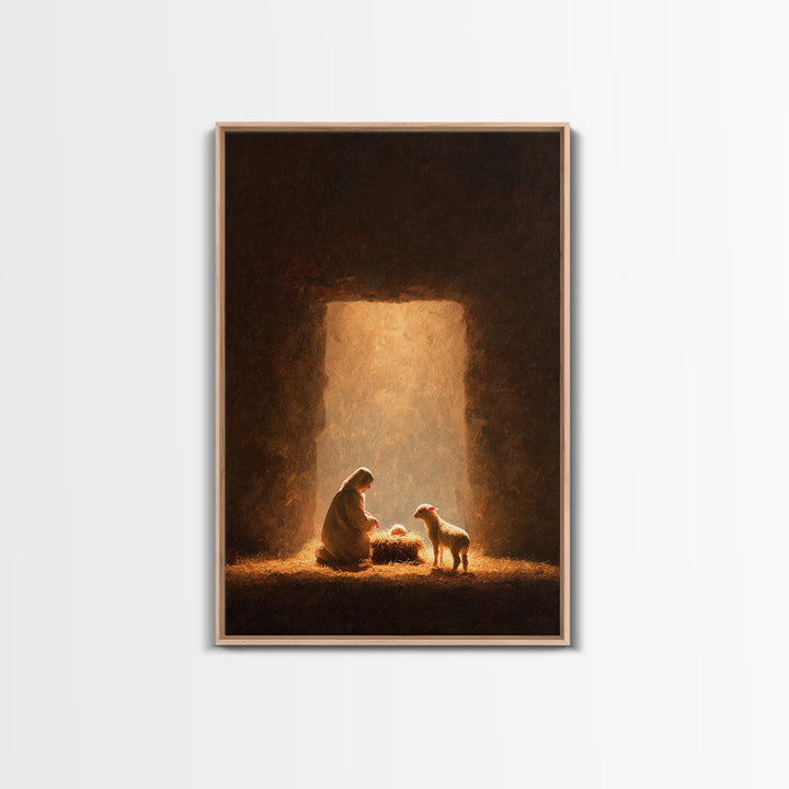 Humble Nativity – Framed Canvas Print – Christian Art Canvas – Christian Wall Art – Christmas Art – Christian Christmas Art – Christian Dec