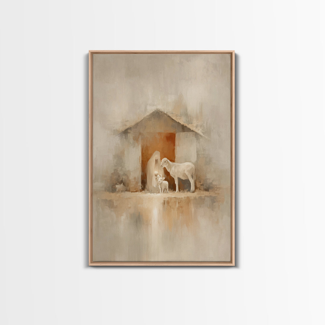 Humble Stable Grace | Framed Canvas Print | Christian Christmas Art | Christian Wall Art | Jesus Christmas Art | Christian Art Canvas