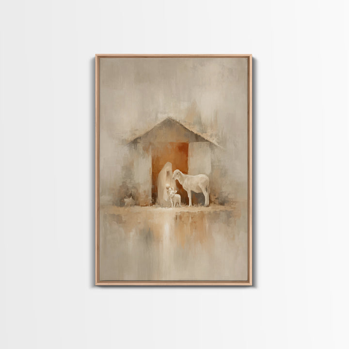 Humble Stable Grace | Framed Canvas Print | Christian Christmas Art | Christian Wall Art | Jesus Christmas Art | Christian Art Canvas