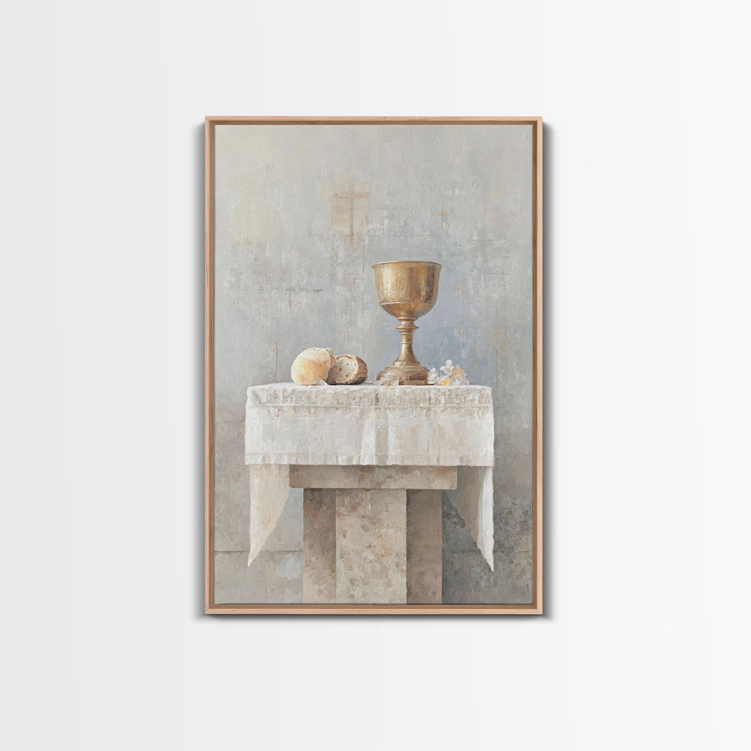 Sacred Communion Table, Framed Canvas Print, Christian Wall Art, Christian Art Painting, Christian Decor For Home, Christian Gift Ideas