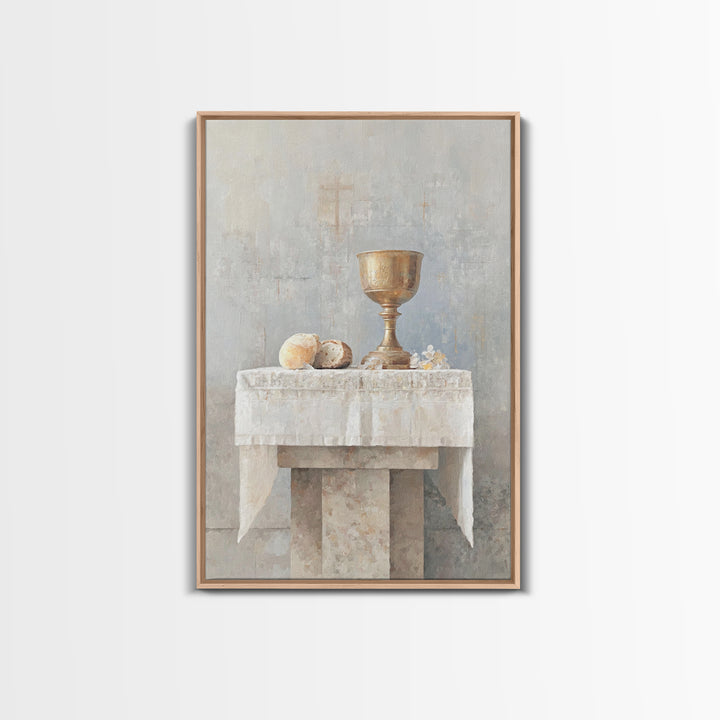 Sacred Communion Table, Framed Canvas Print, Christian Wall Art, Christian Art Painting, Christian Decor For Home, Christian Gift Ideas