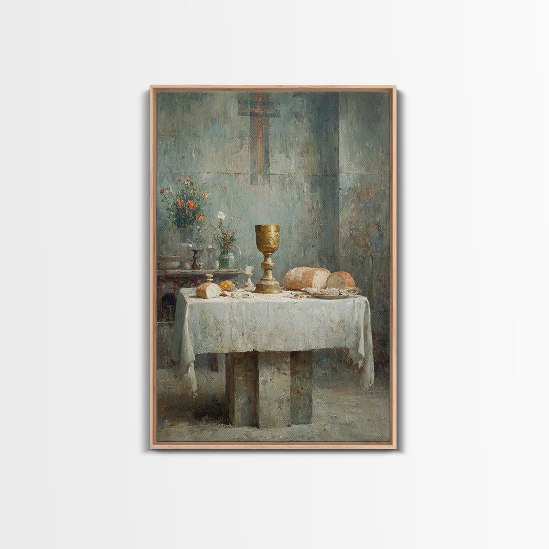 Table Of Grace | Framed Canvas Print | Christian Art Canvas | Christian Wall Art | Vintage Christian Art | Christian Art Gift