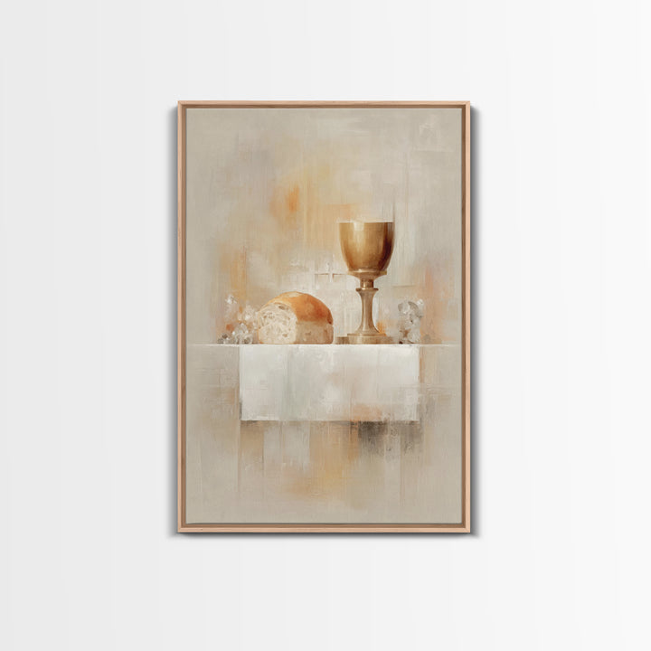 Holy Offering Light, Framed Canvas Print, Christian Wall Art, Minimalist Christian Art, Christian Art Print, Subtle Christian Paintings