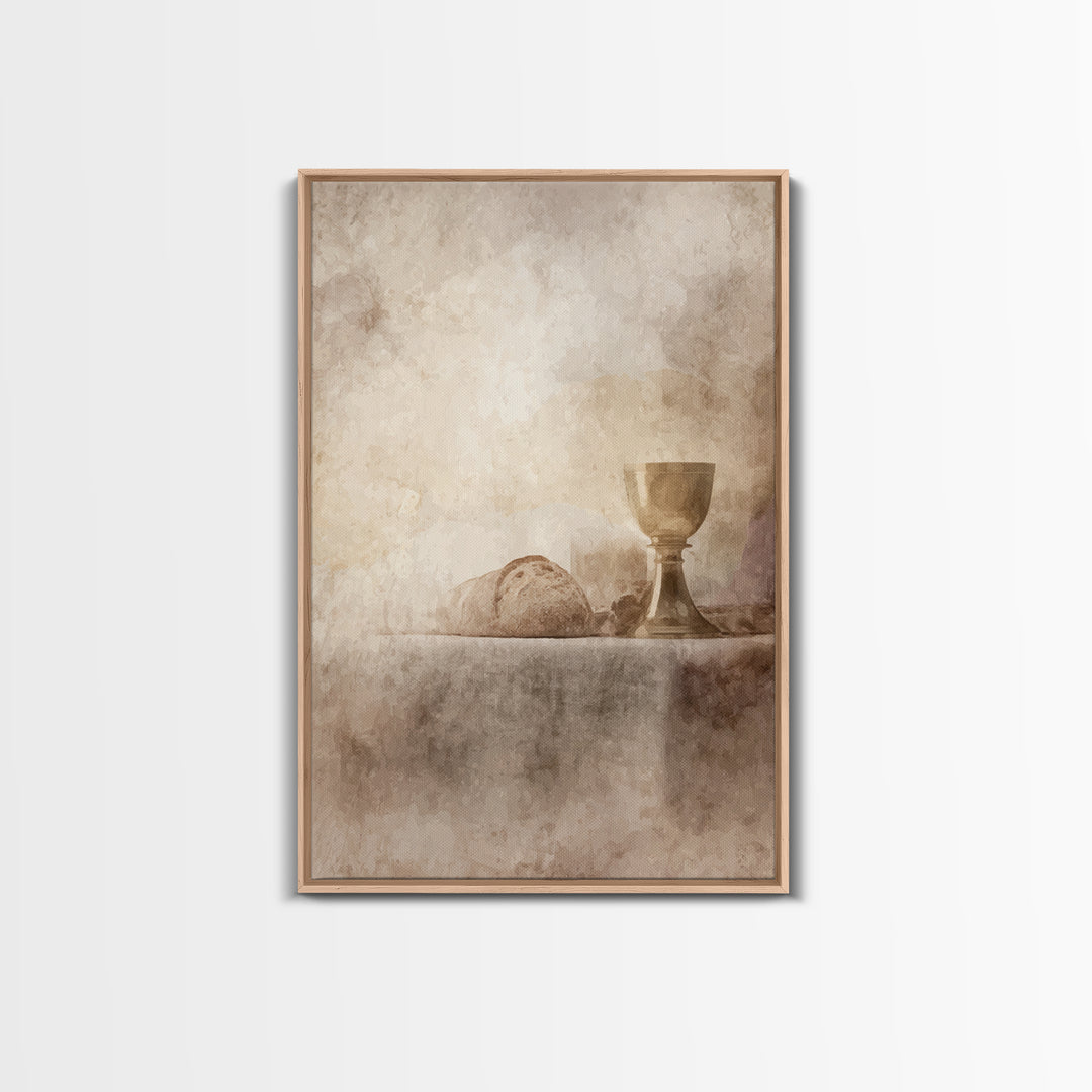 Quiet Communion Table | Framed Canvas Print | Christian Art Work | Christian Wall Art | Subtle Christian Art | Christian Decor