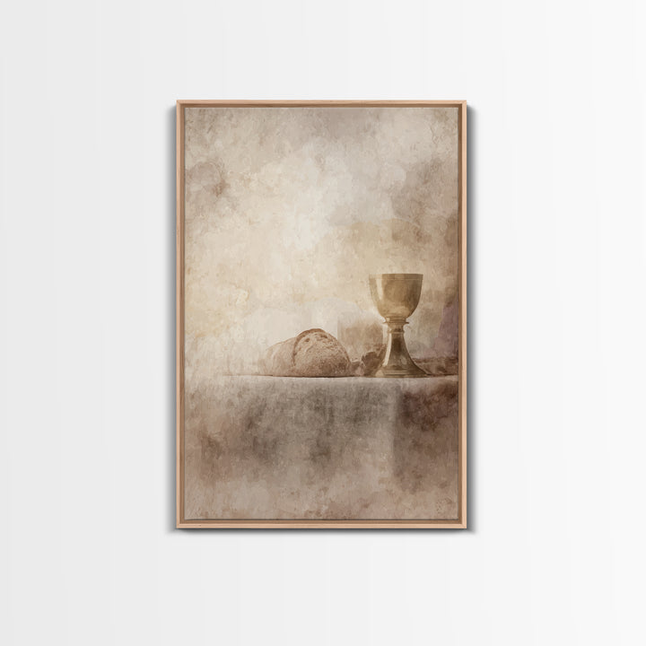 Quiet Communion Table | Framed Canvas Print | Christian Art Work | Christian Wall Art | Subtle Christian Art | Christian Decor