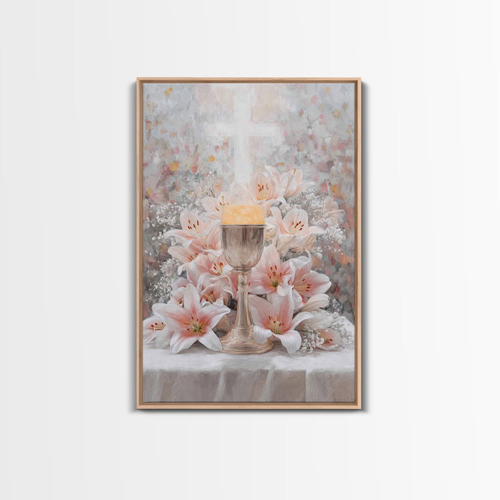 Cross Of Renewal | Framed Canvas Print | Christian Wall Art | Christian Art Canvas | White Christian Art | Christian Gift