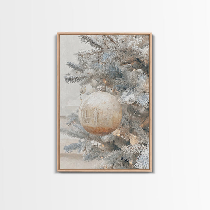 Winter Nativity Sphere – Framed Canvas Print – Christmas Art Prints – Christian Christmas Art – Framed Christmas Wall Art – Christian Decor