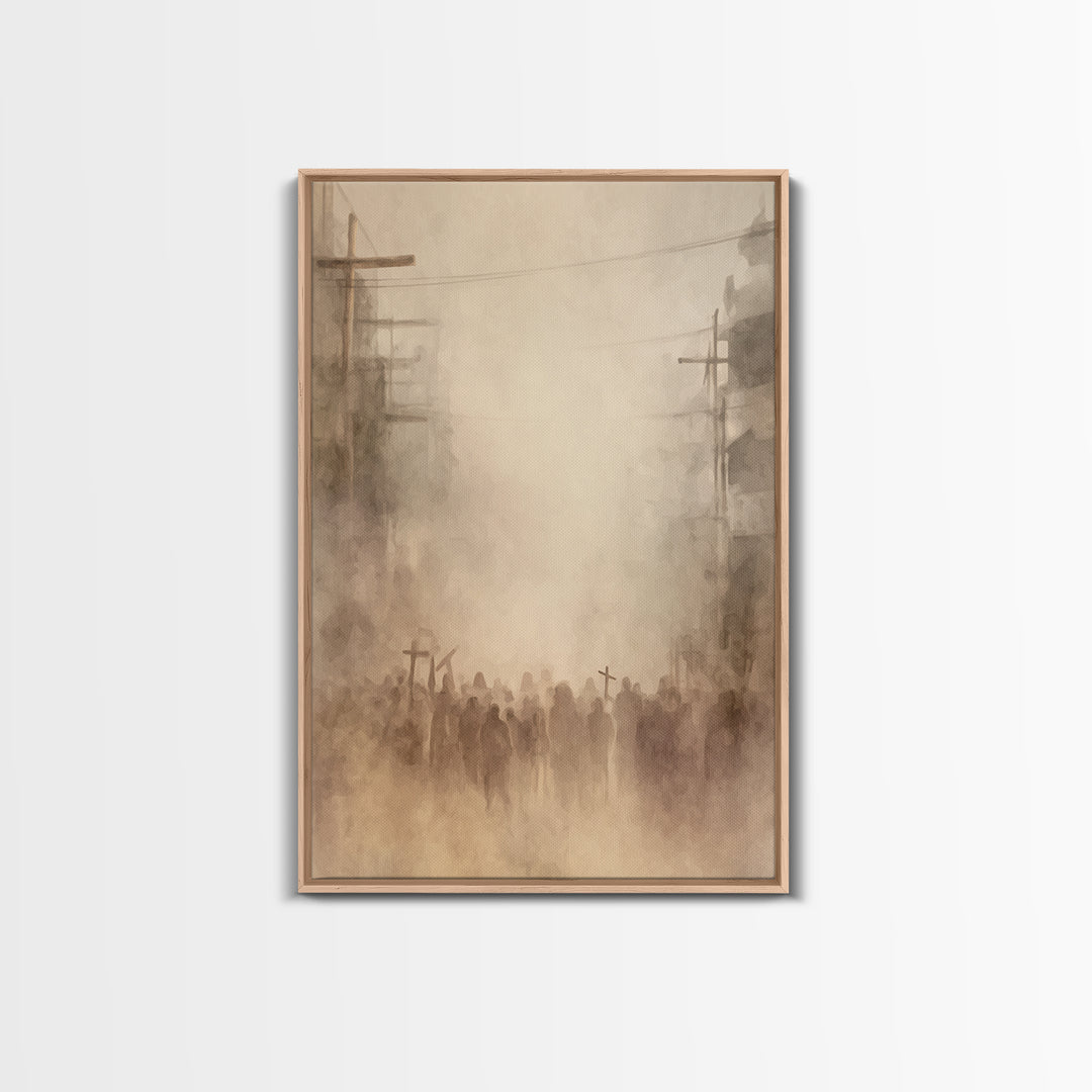Dust Of Calvary – Framed Canvas Print – Christian Painting – Christian Wall Art – Abstract Christian Art – Moody Christian Art – Large Chri