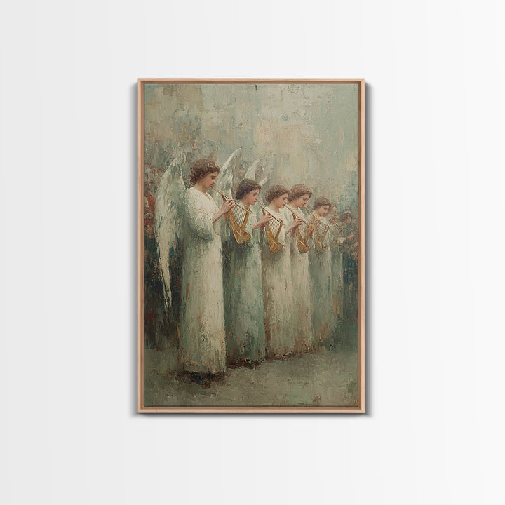 Angel Choir Light – Framed Canvas Print – Christian Art Canvas – Angel Art – Christian Painting – Christian Wall Art – Vintage Christian Ar