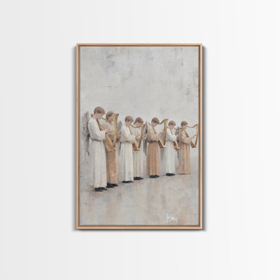 Seraphim In White – Framed Canvas Print – Christian Wall Art – Angel Art – Christian Art Print – Christian Painting – Subtle Christian Art