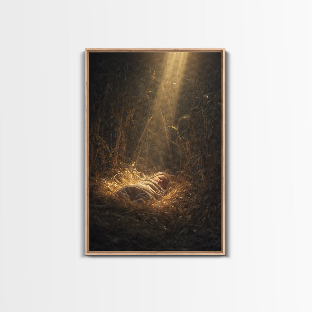 Divine Arrival, Framed Canvas Print, Christian Art Canvas, Christian Christmas Art, Christian Wall Art, Christian Gift, Christian Decor