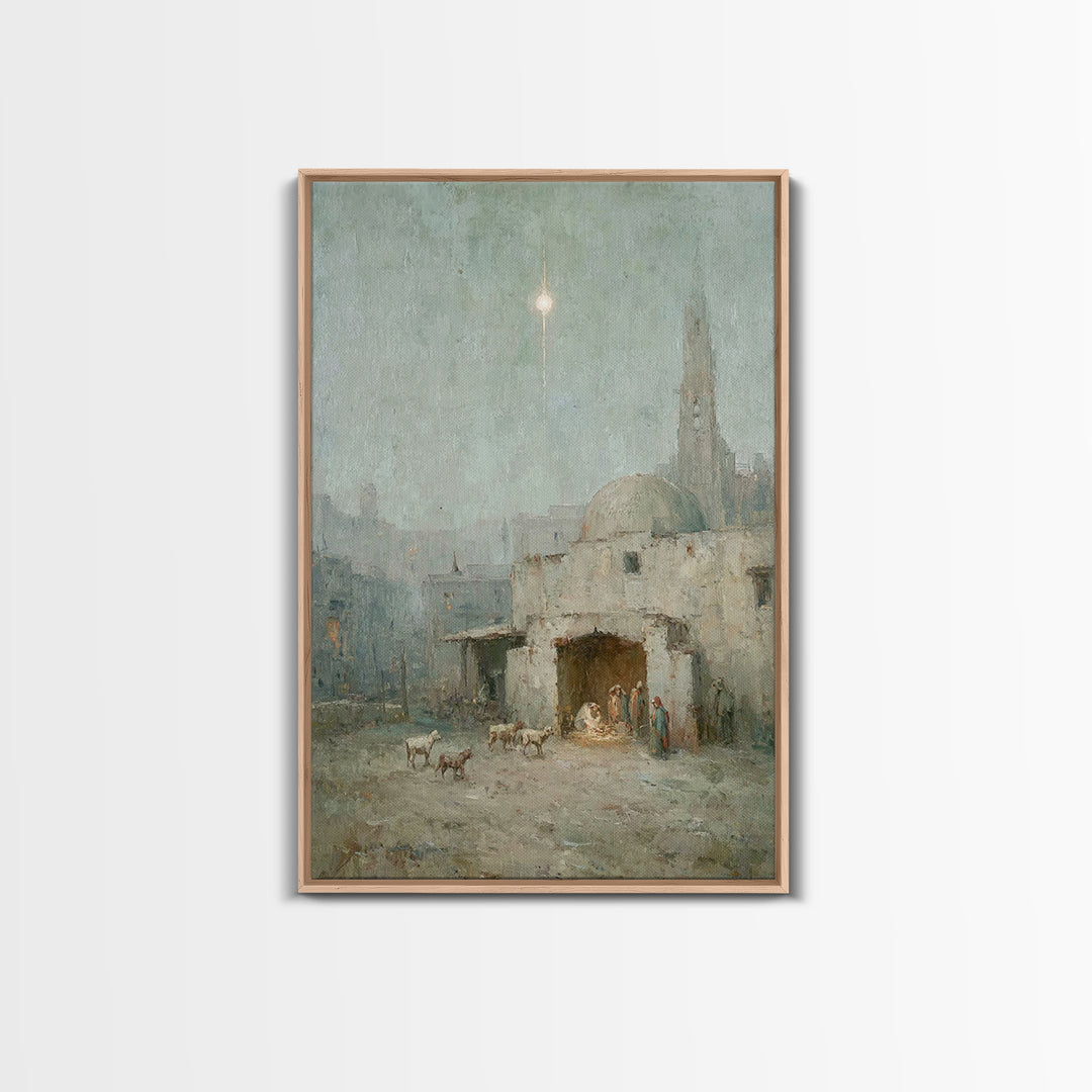 Bethlehem Evening | Framed Canvas Print | Christian Christmas Art | Christian Wall Art | Christian Art Canvas | Christian Decor | Christian