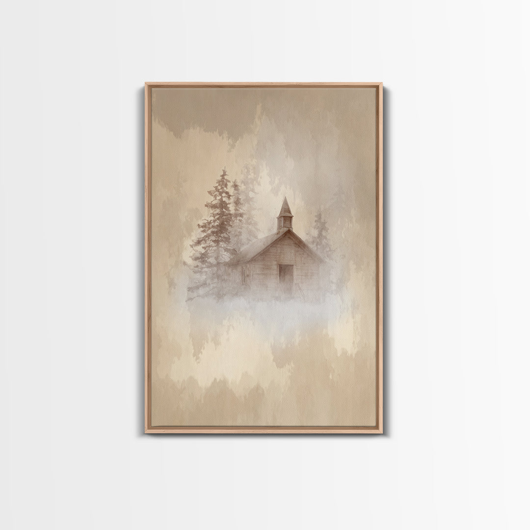 Silent Church | Framed Canvas Print | Vintage Christmas Art | Christian Wall Art | Christian Art Print | Christmas Wall Art | Christian Dec