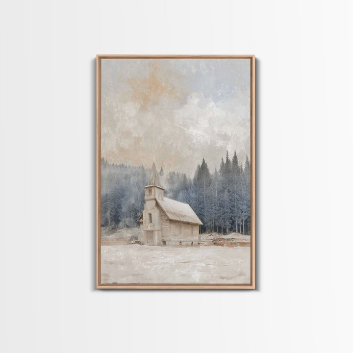 Snowlit Sanctuary, Framed Canvas Print, Christian Art Canvas, Christmas Art Prints, Christian Wall Art, Christian Christmas Decor