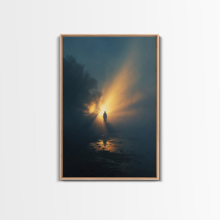 Light Of Hope | Framed Canvas Print | Jesus Painting | Christian Wall Art | Moody Christian Art | Christian Gift Ideas