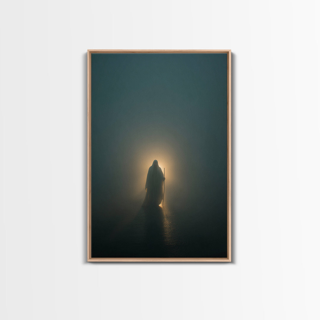 He Walks Near, Framed Canvas Print, Christian Art Print, Jesus Painting, Christian Wall Art, Minimalist Christian Art, Christian Decor