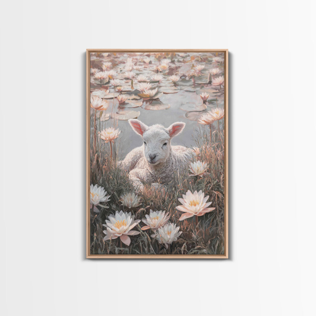 Lamb Of Peace – Framed Canvas Print – Christian Wall Art – Christian Art Canvas – Christian Gift Ideas – Minimalist Christian Art – Christi