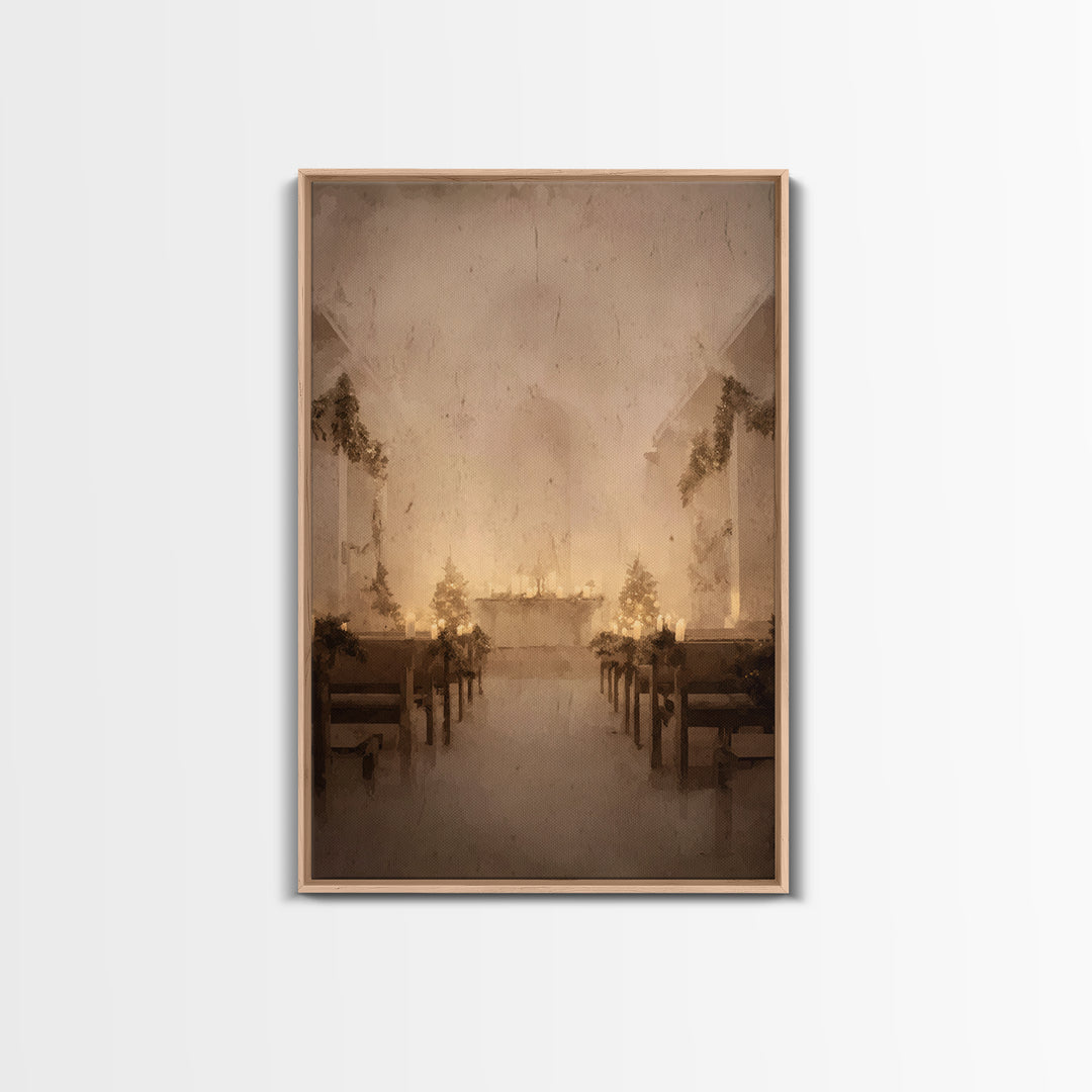 Midnight Sanctuary – Framed Canvas Print – Christian Wall Art – Christian Art Canvas – Christmas Art – Vintage Christian Art – Christian Ch