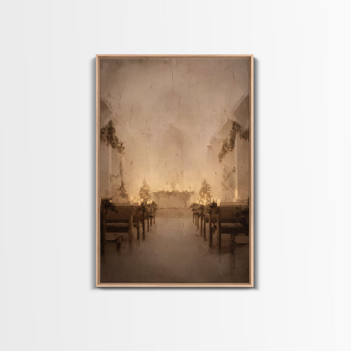 Midnight Sanctuary – Framed Canvas Print – Christian Wall Art – Christian Art Canvas – Christmas Art – Vintage Christian Art – Christian Ch