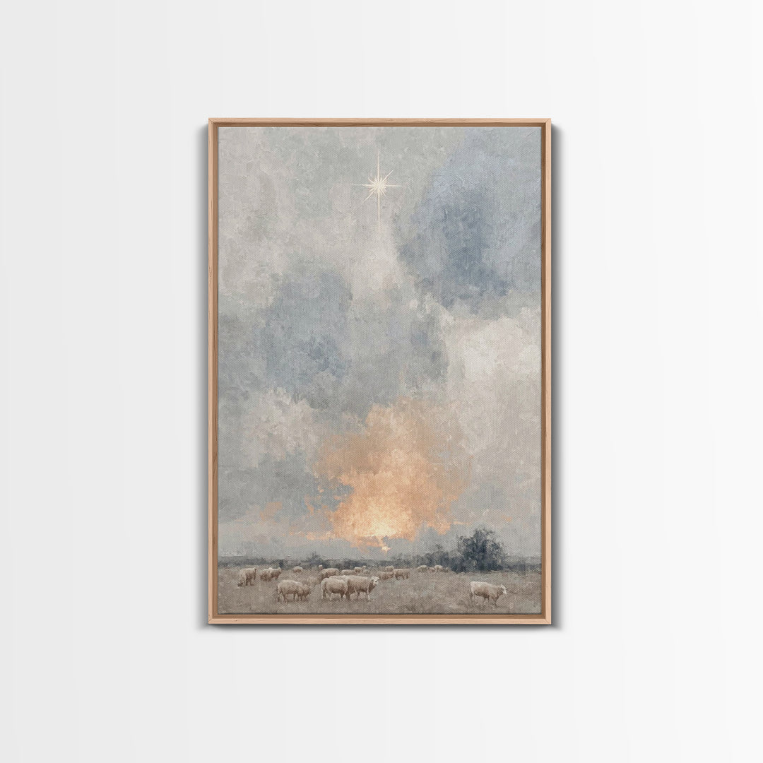 Dawn Star Wonder – Framed Canvas Print – Christmas Art – Christian Wall Art – Christian Art Canvas – Subtle Christian Art