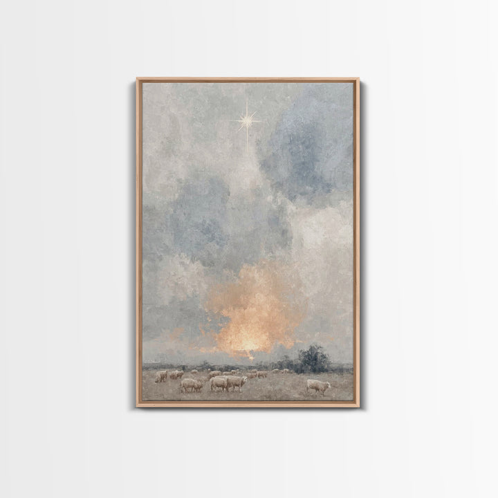 Dawn Star Wonder – Framed Canvas Print – Christmas Art – Christian Wall Art – Christian Art Canvas – Subtle Christian Art