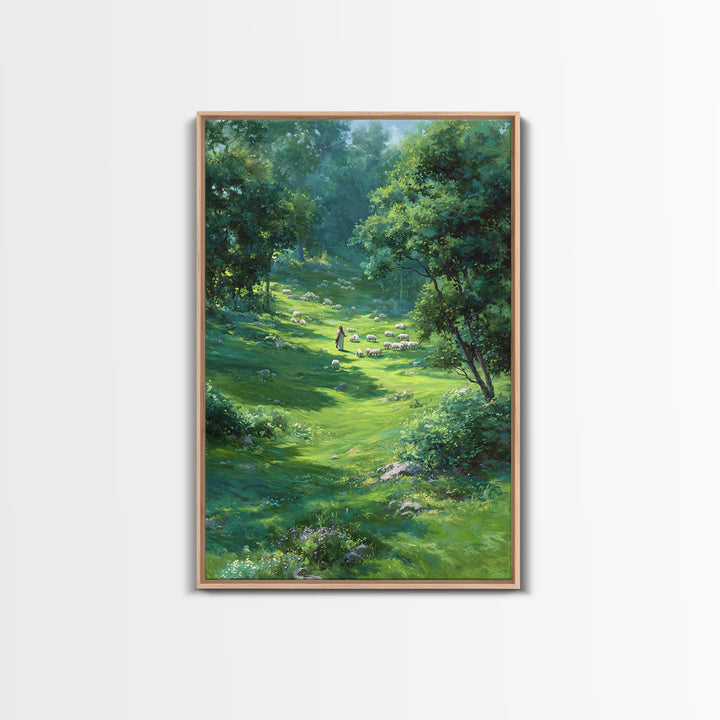 Garden Of Peace – Framed Canvas Print – Christian Art Canvas – Christian Wall Art – Jesus Painting – Spring Christian Art – Christian Decor