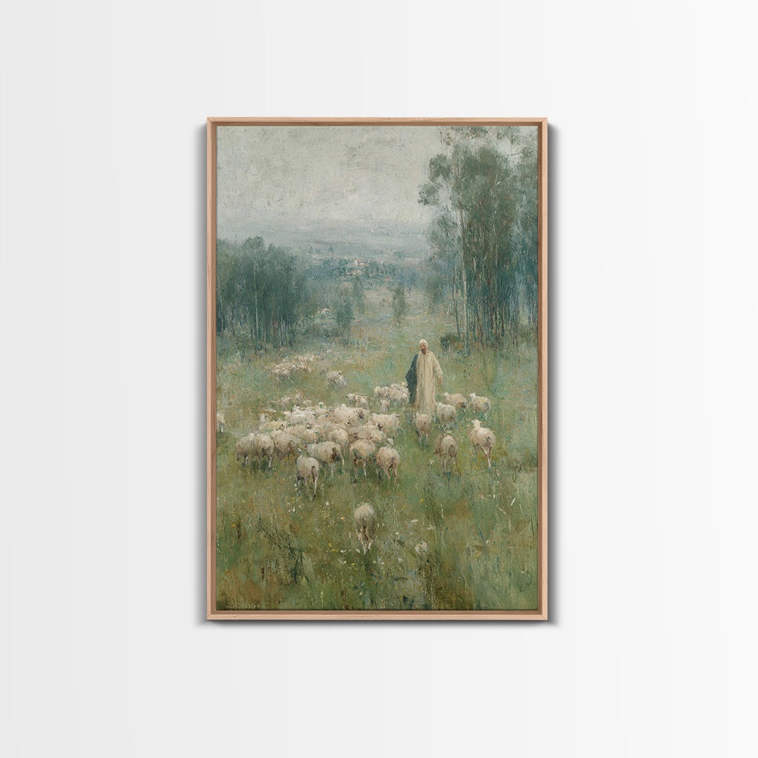 Pasture Of Hope – Framed Canvas Print – Christian Wall Art – Vintage Christian Art – Christian Art Canvas – Jesus Painting – Subtle Christi