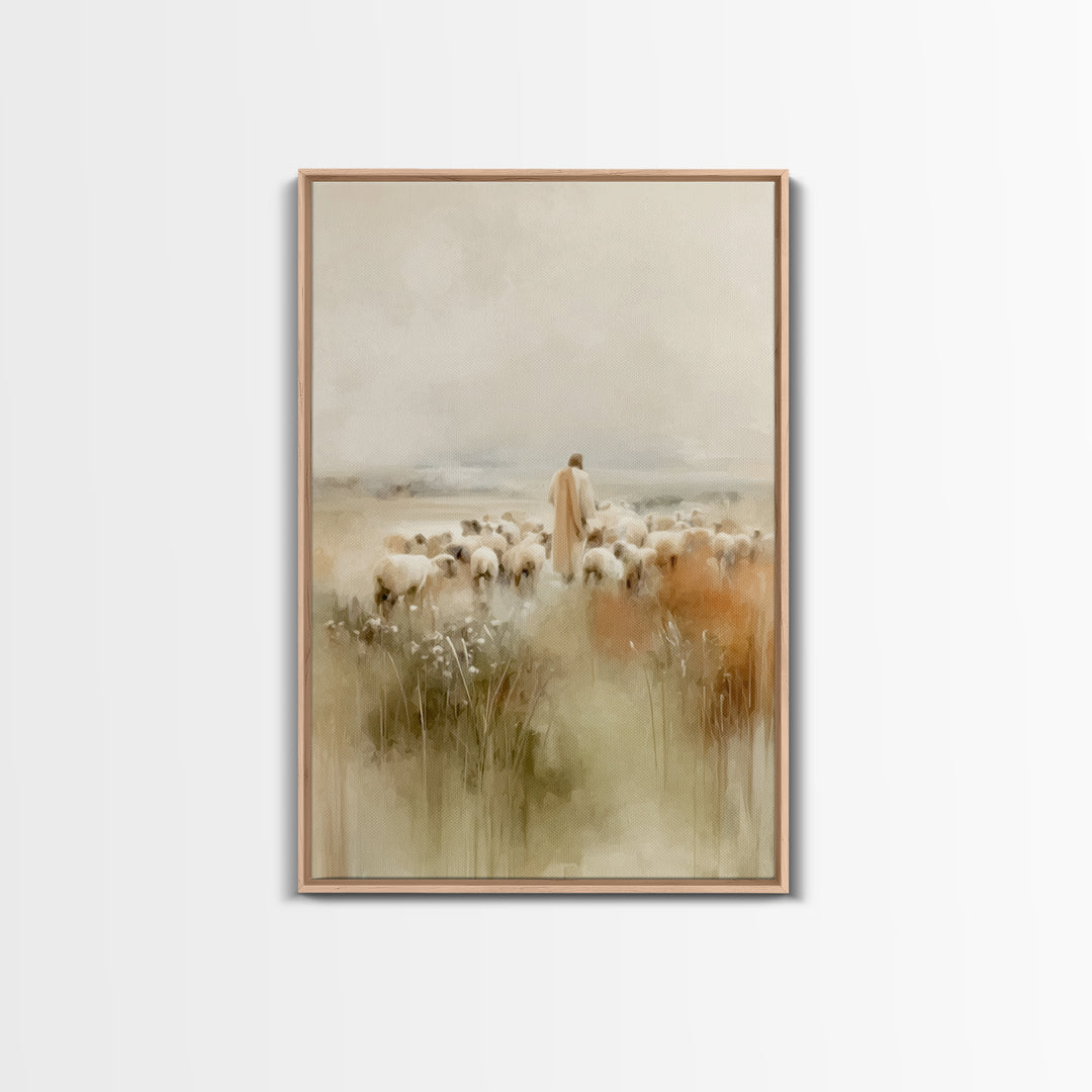 Graceful Guidance – Framed Canvas Print – Christian Art Canvas – Christian Wall Art – Minimalist Christian Art – Jesus Painting – Christian