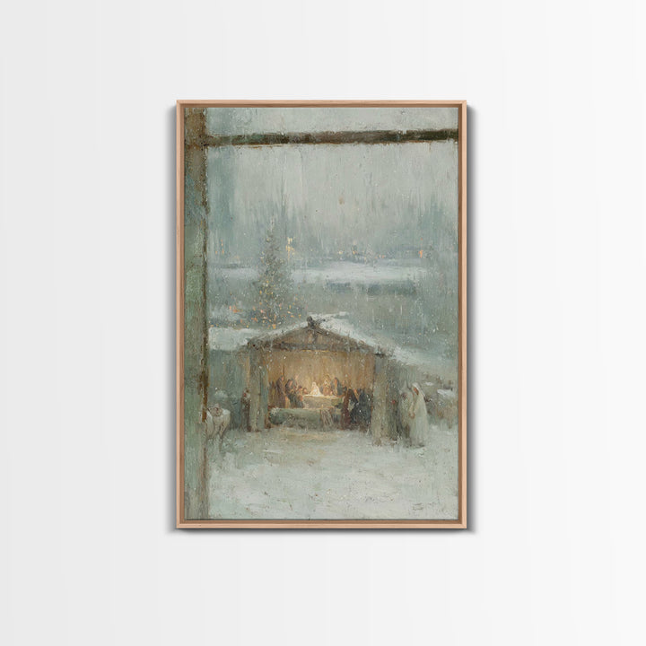 Holy Night Window – Framed Canvas Print – Christian Christmas Art – Christmas Wall Art – Framed Christmas Art – Christmas Art Prints – Chri