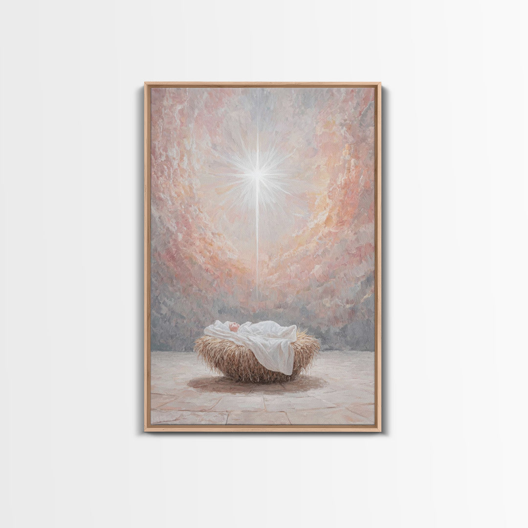 Dawn Of Grace – Framed Canvas Print – Christian Christmas Art – Christian Wall Art – Jesus Painting – Christmas Art – Christian Art Canvas