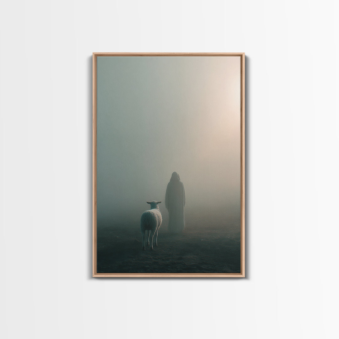 The Gentle Shepherd – Framed Canvas Print – Christian Wall Art – Jesus Painting – Christian Art Canvas – Christian Decor