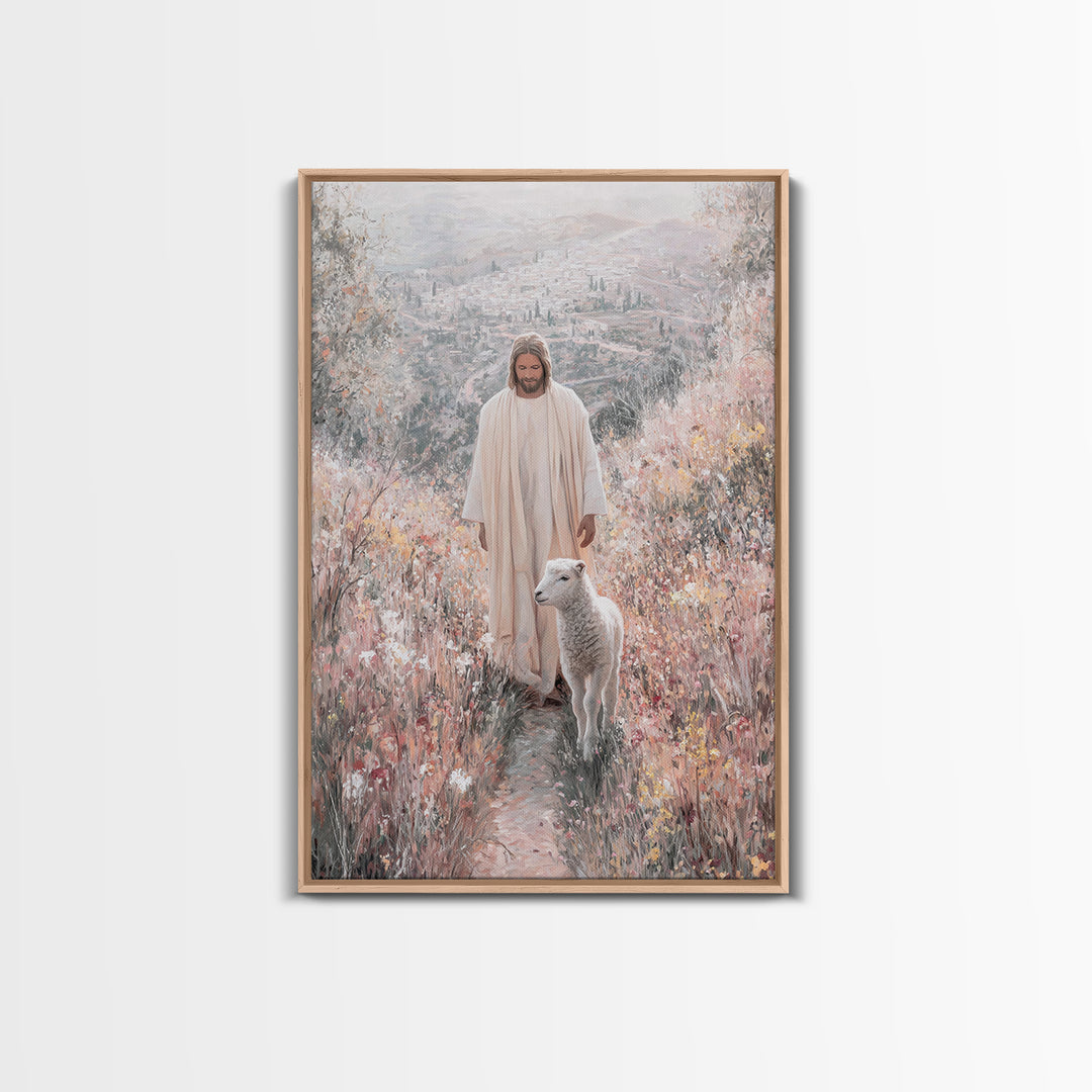 Garden of Light – Framed Canvas Print – Jesus Painting – Christian Wall Art – Christian Art Print – Christian Christmas Art