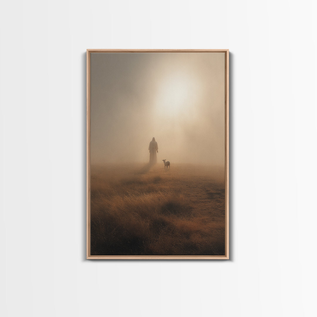 Golden Quiet Path – Framed Canvas Print – Christian Painting – Christian Art Canvas – Christian Wall Art – Subtle Christian Paintings