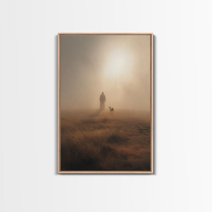 Golden Quiet Path – Framed Canvas Print – Christian Painting – Christian Art Canvas – Christian Wall Art – Subtle Christian Paintings