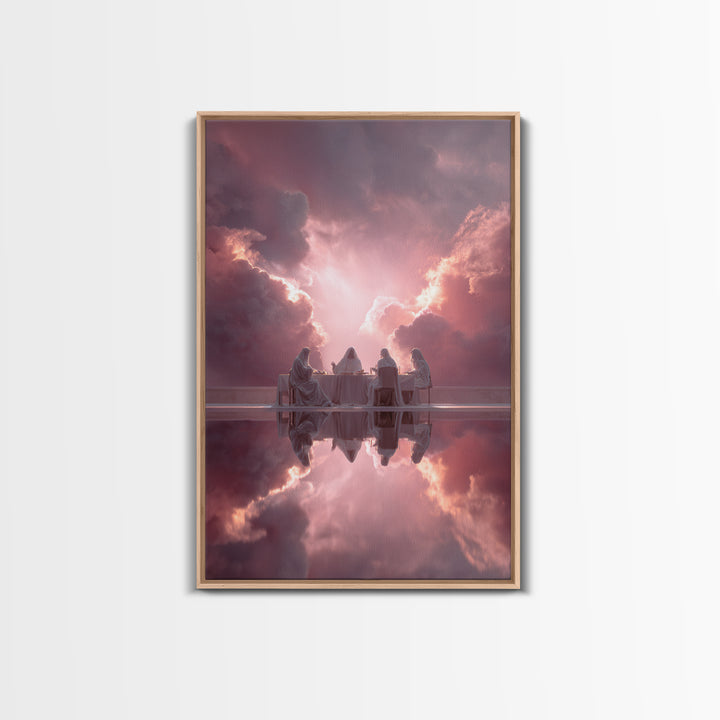 Heavenly Supper – Framed Canvas Print – Christian Wall Art – Christian Art Canvas – Christian Christmas Art – Unique Christian Art