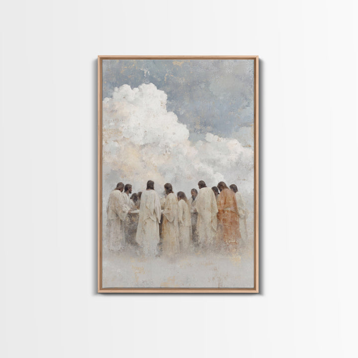 Sacred Gathering – Framed Canvas Print – Jesus Painting – Christian Art Canvas – Christian Wall Art – Modern Christian Art – Christmas Art