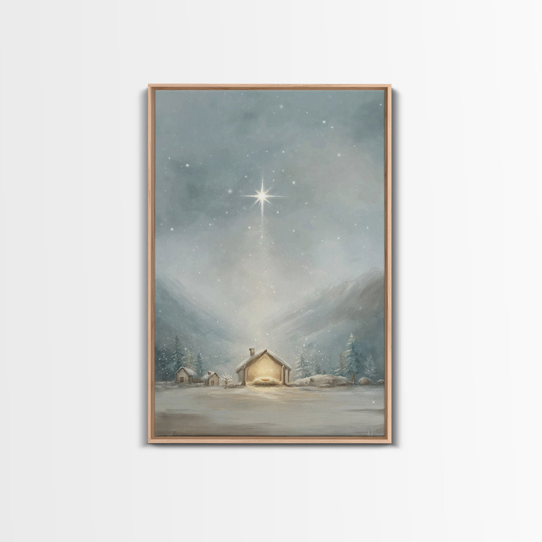Radiant Cross | Framed Canvas Print | Christmas Art | Christian Christmas Art | Christian Wall Art | Framed Christmas Art | Christmas Art W