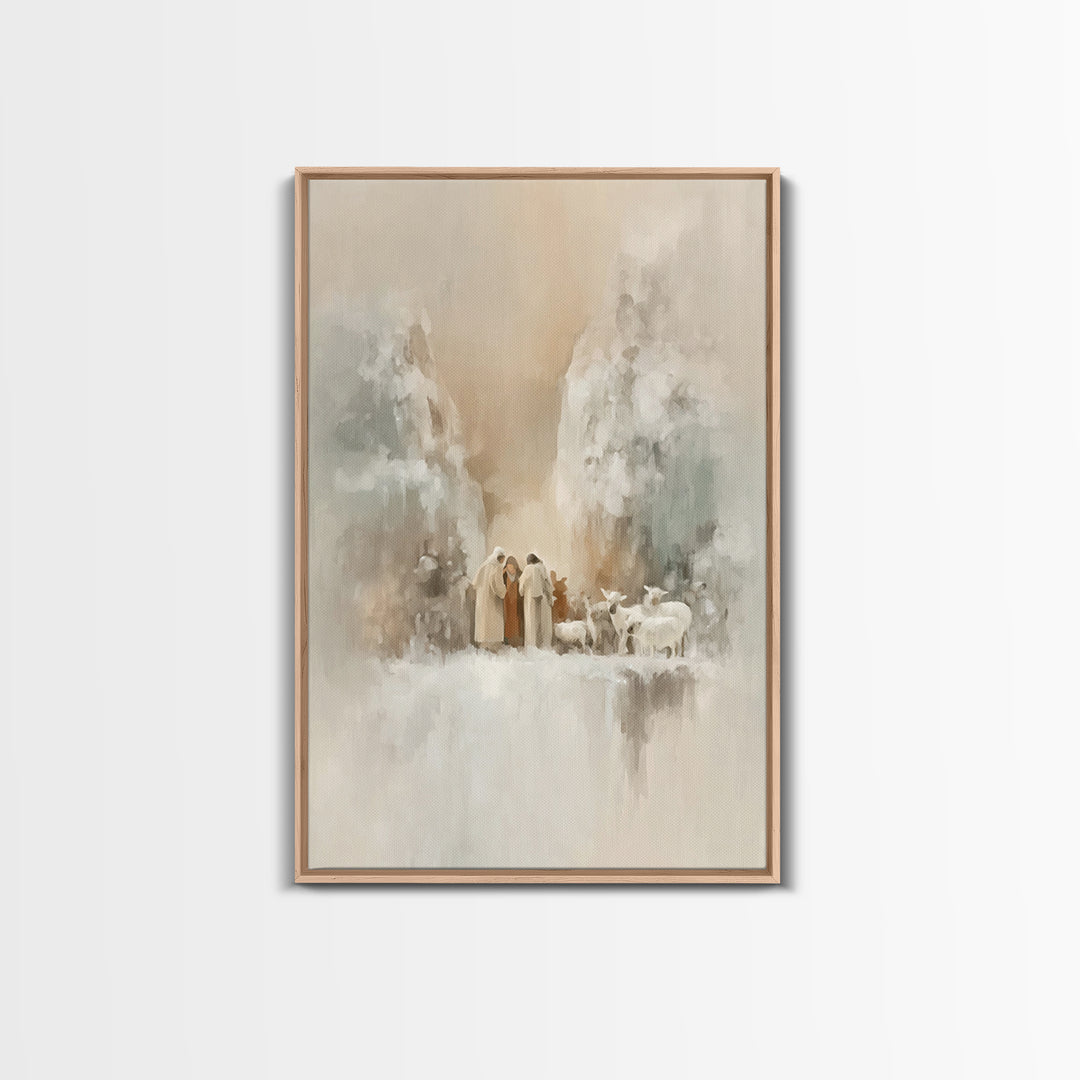Peaceful Christmas Dawn – Framed Canvas Print – Jesus Painting – Christian Art Canvas – Christian Christmas Art – Christian Art – Christian
